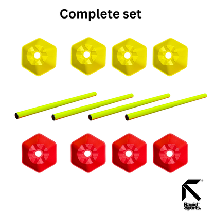 Hexagon Cone with Hurdle Pole Set ( 8 cones & 4 Agility Poles)