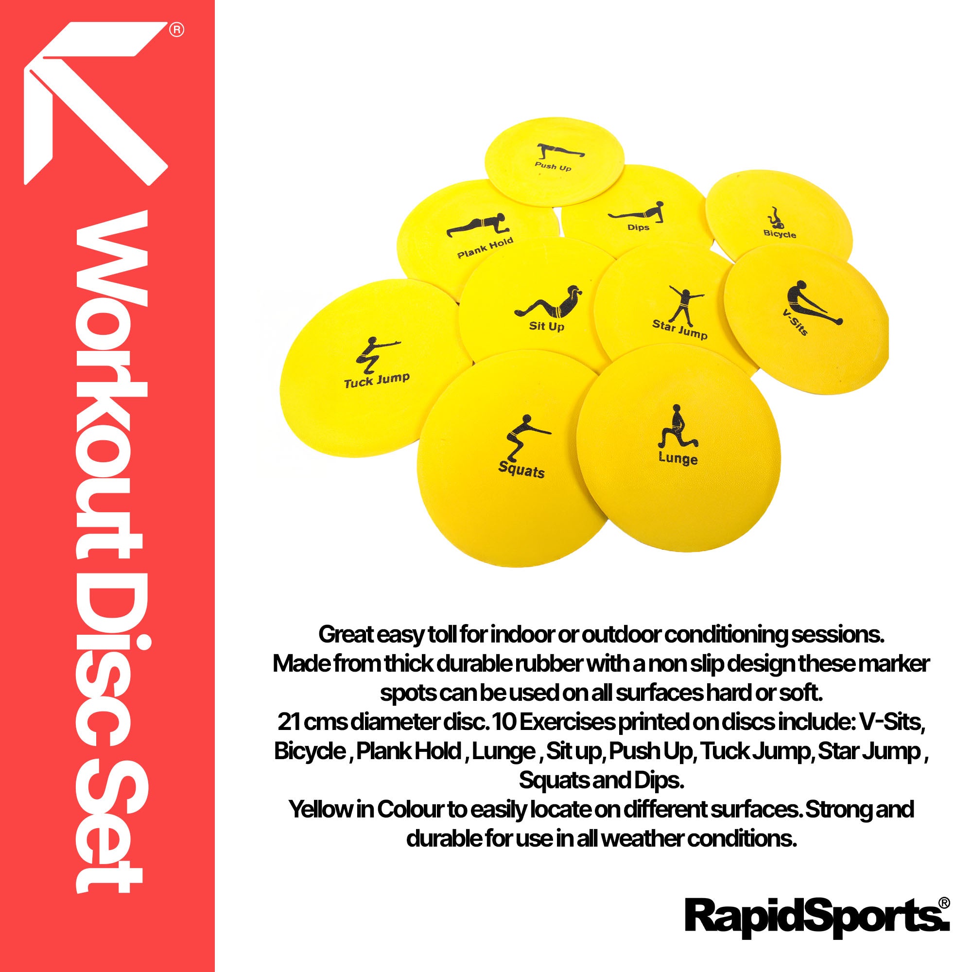 RAPID Set of 10 Non‑Slip Workout Disc Markers