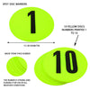 FH Flat Disc Markers Set - Numbered 1 to 10 - Fitness Health