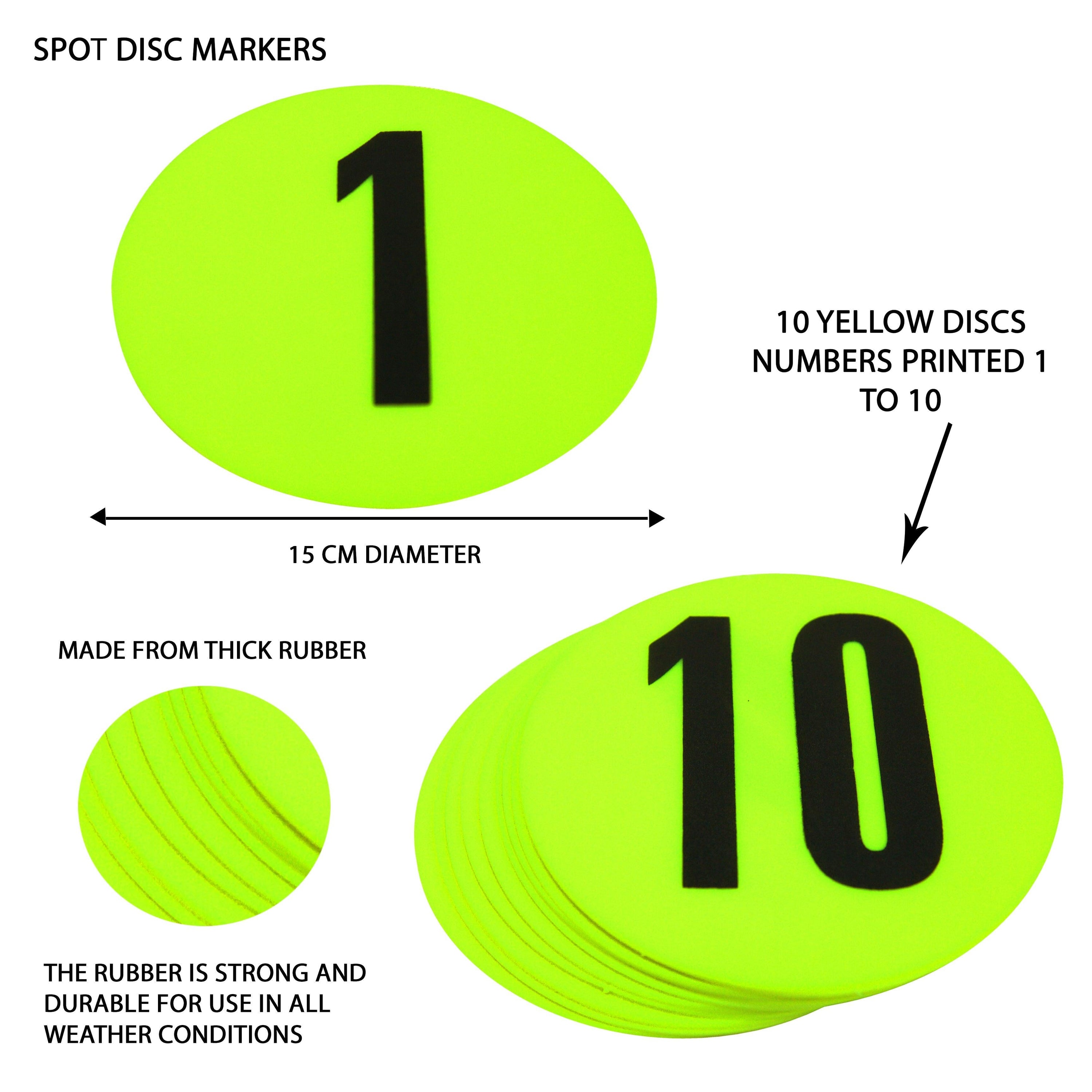 FH Flat Disc Markers Set - Numbered 1 to 10 - Fitness Health