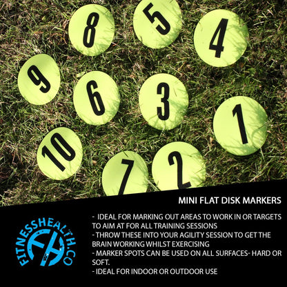 FH Flat Disc Markers Set - Numbered 1 to 10 - Fitness Health