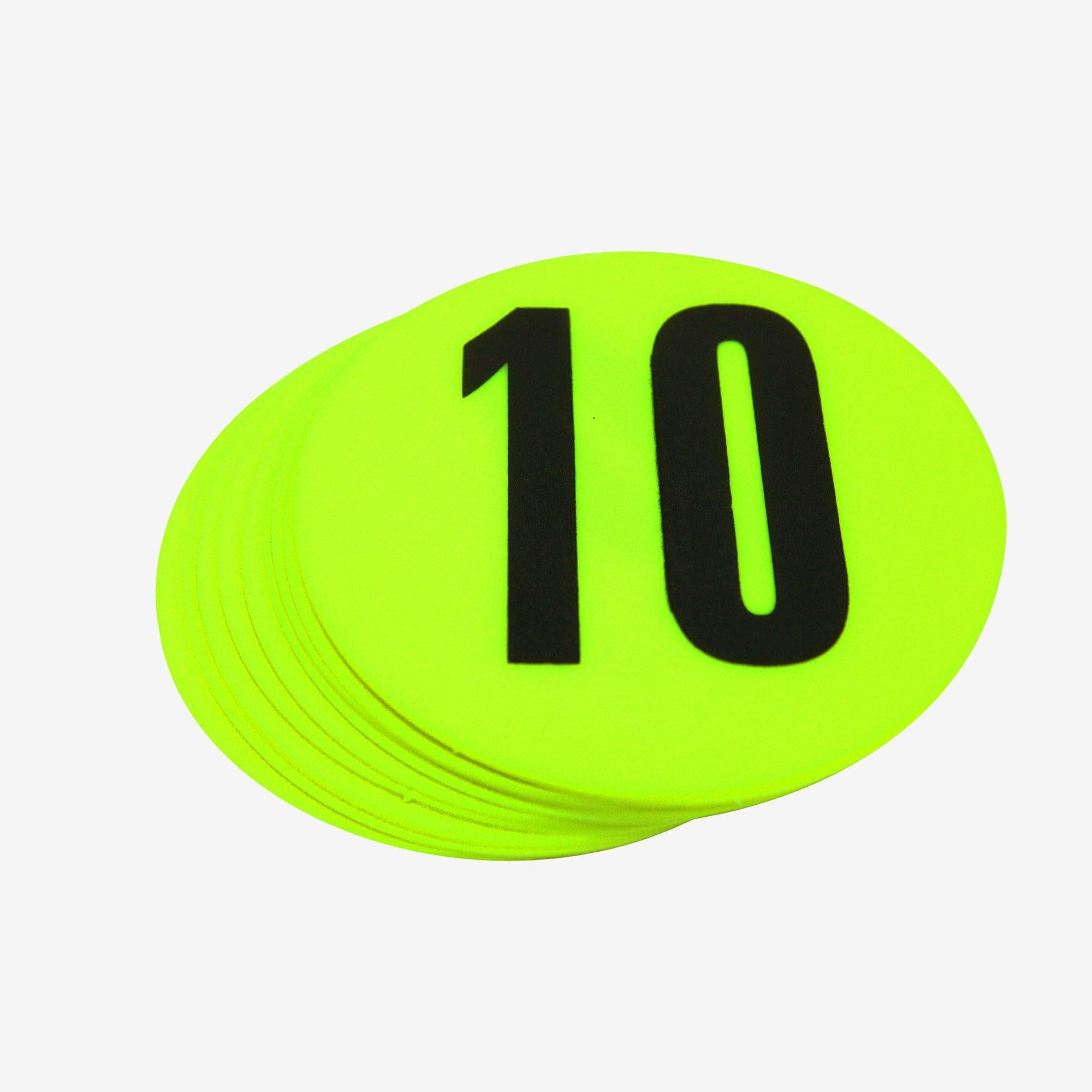FH Flat Disc Markers Set - Numbered 1 to 10 - Fitness Health