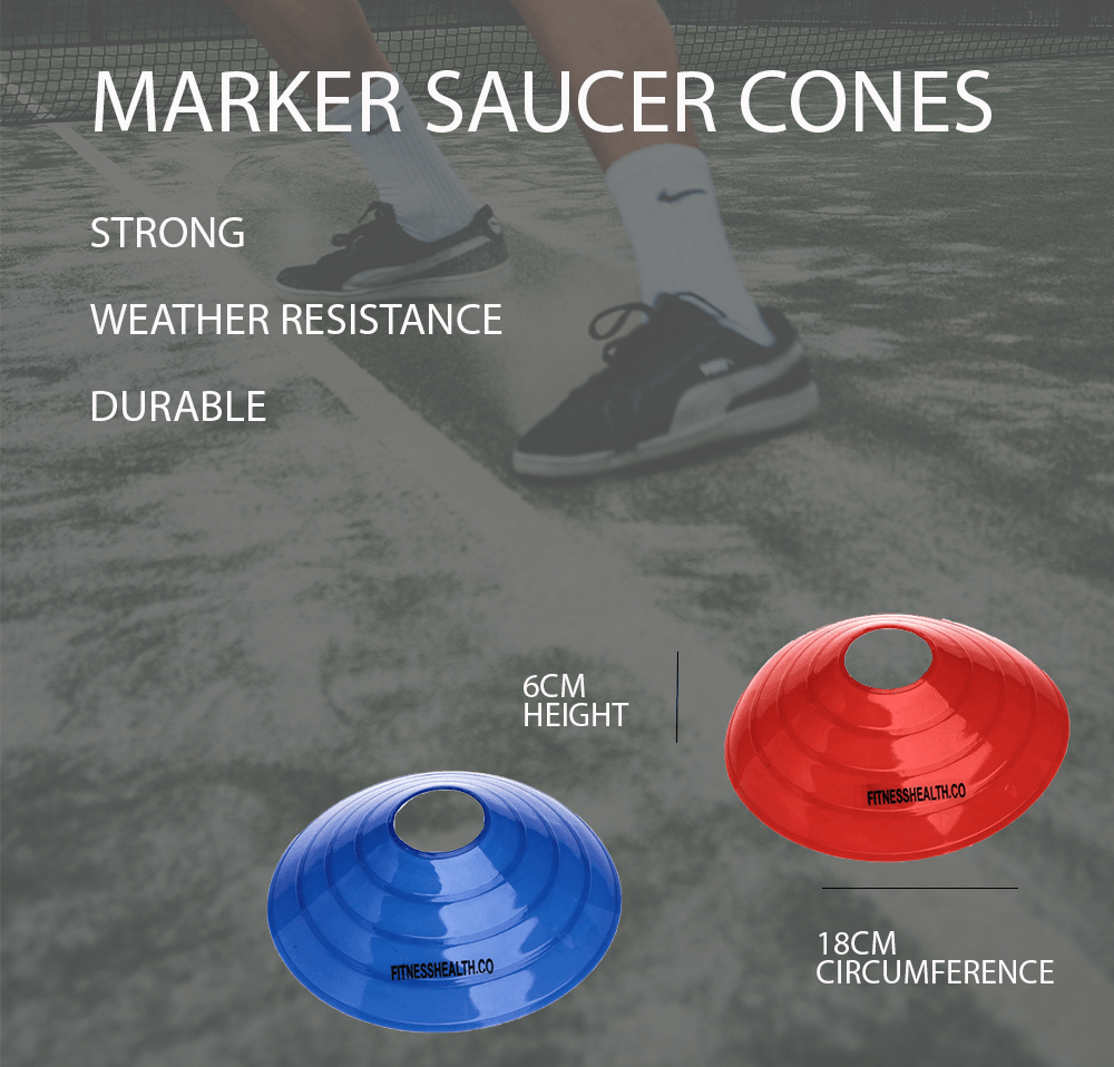 FH Marker Saucer Cones | Football Rugby Hockey Team Training Agility Drills (5 Cones - 1 of each colour) - Fitness Health