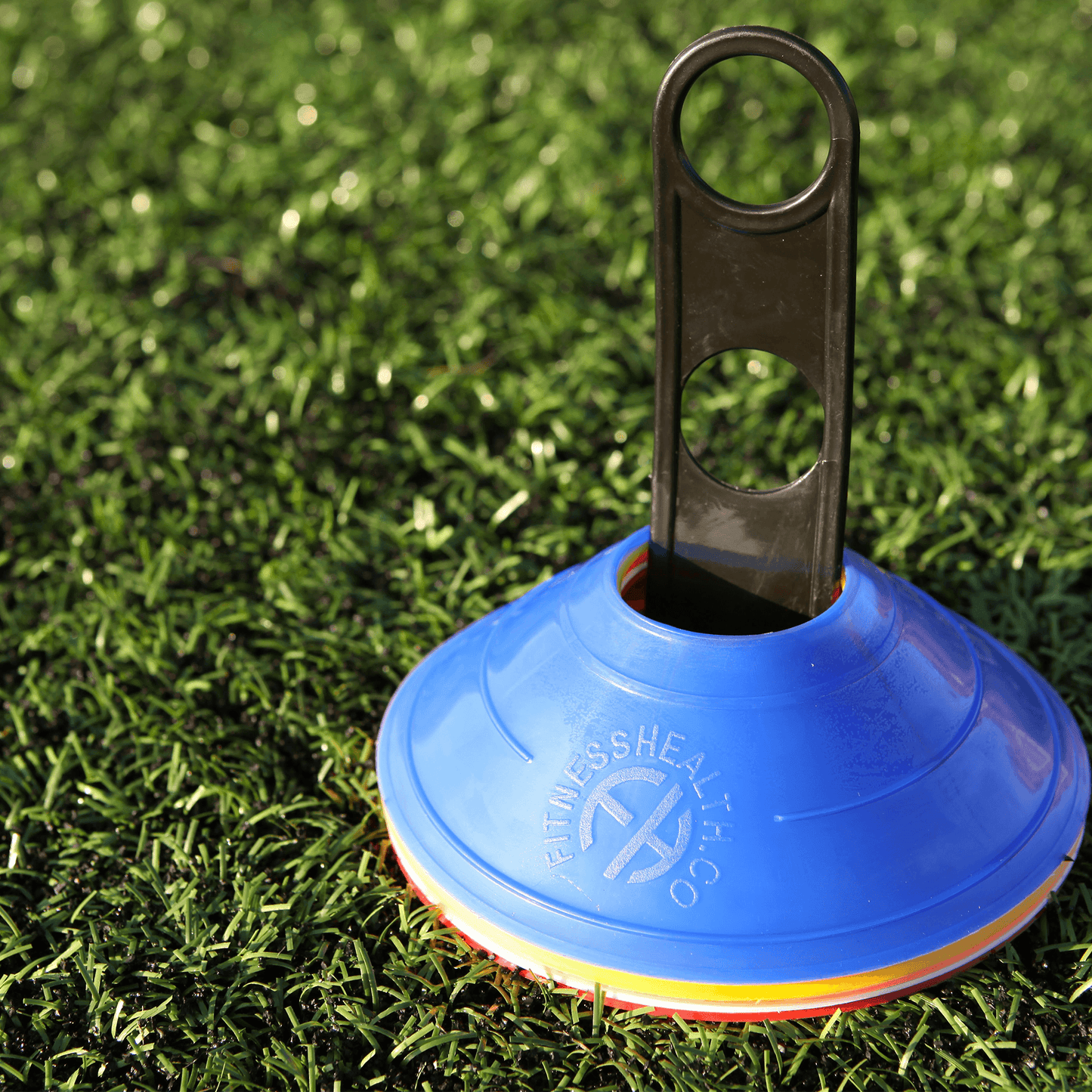 FH Marker Saucer Cones | Football Rugby Hockey Team Training Agility Drills (5 Cones - 1 of each colour) - Fitness Health