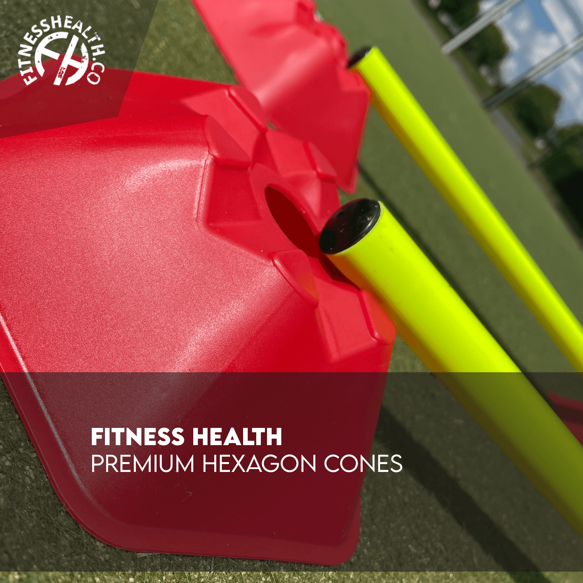 Hexagon Cone with Hurdle Pole Set ( 8 cones & 4 Agility Poles) - Fitness Health