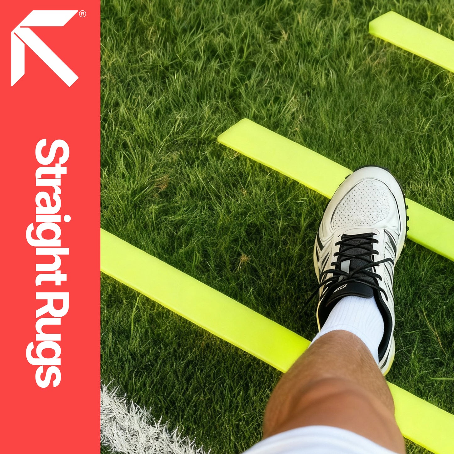 Speed Agility Ladder Flat Markers - 10-Piece 50cm Fluorescent Yellow Non-Slip Training