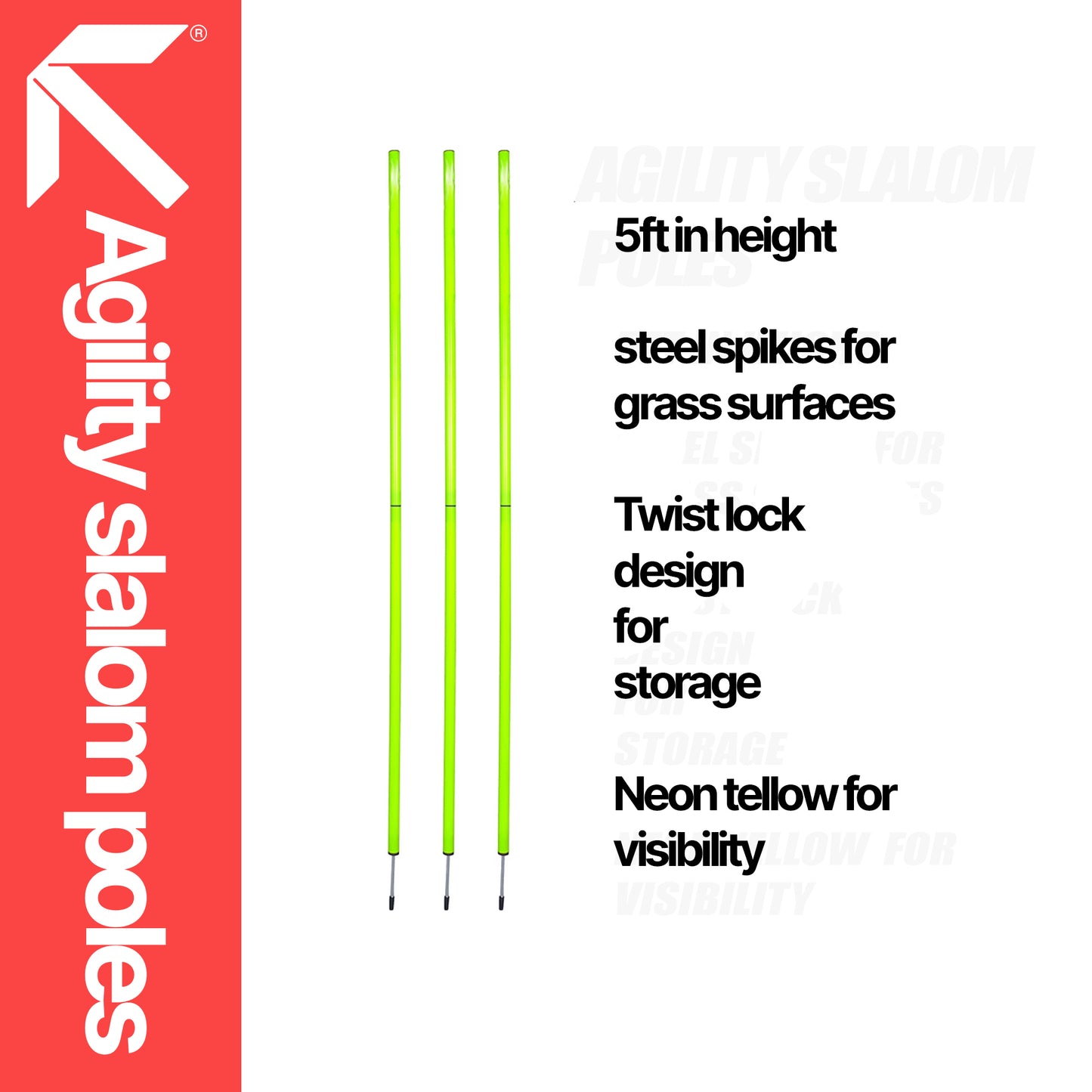 5ft Slalom Poles Training Equipment (2 Part Quick Twist)