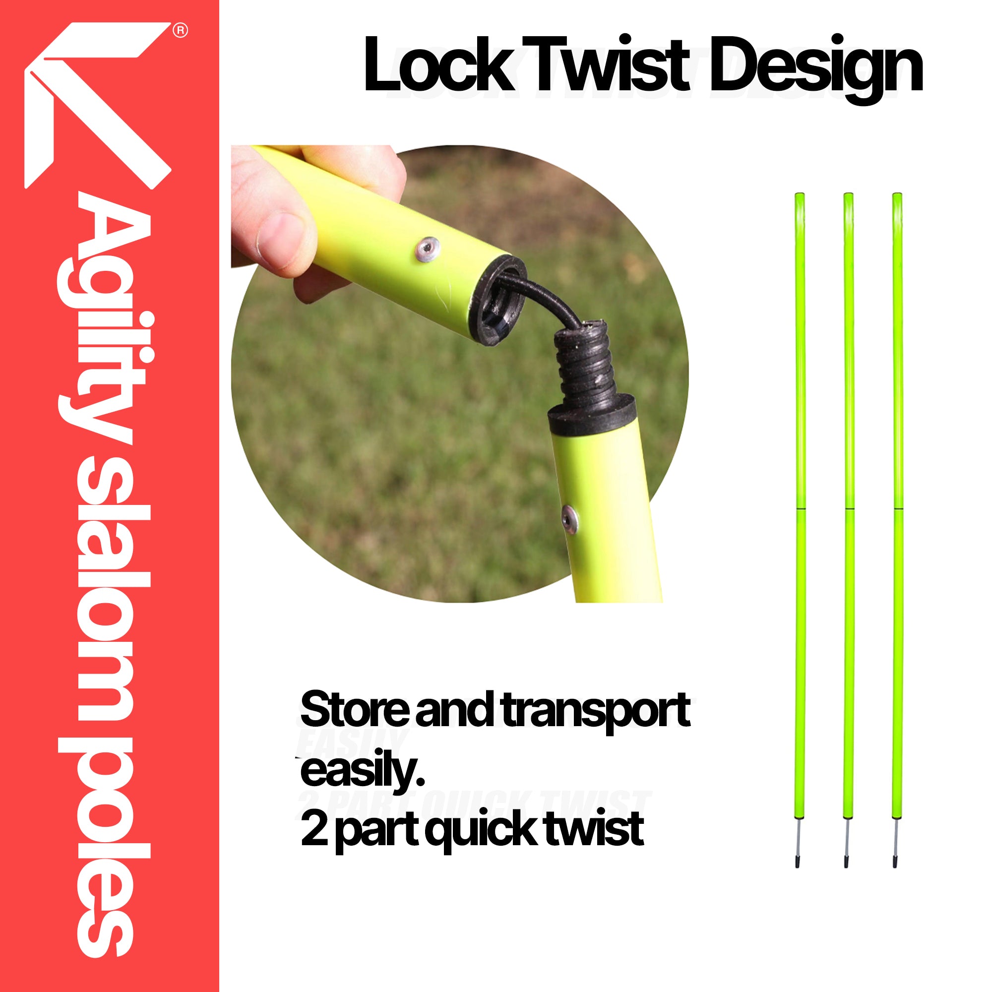 5ft Slalom Poles Training Equipment (2 Part Quick Twist)