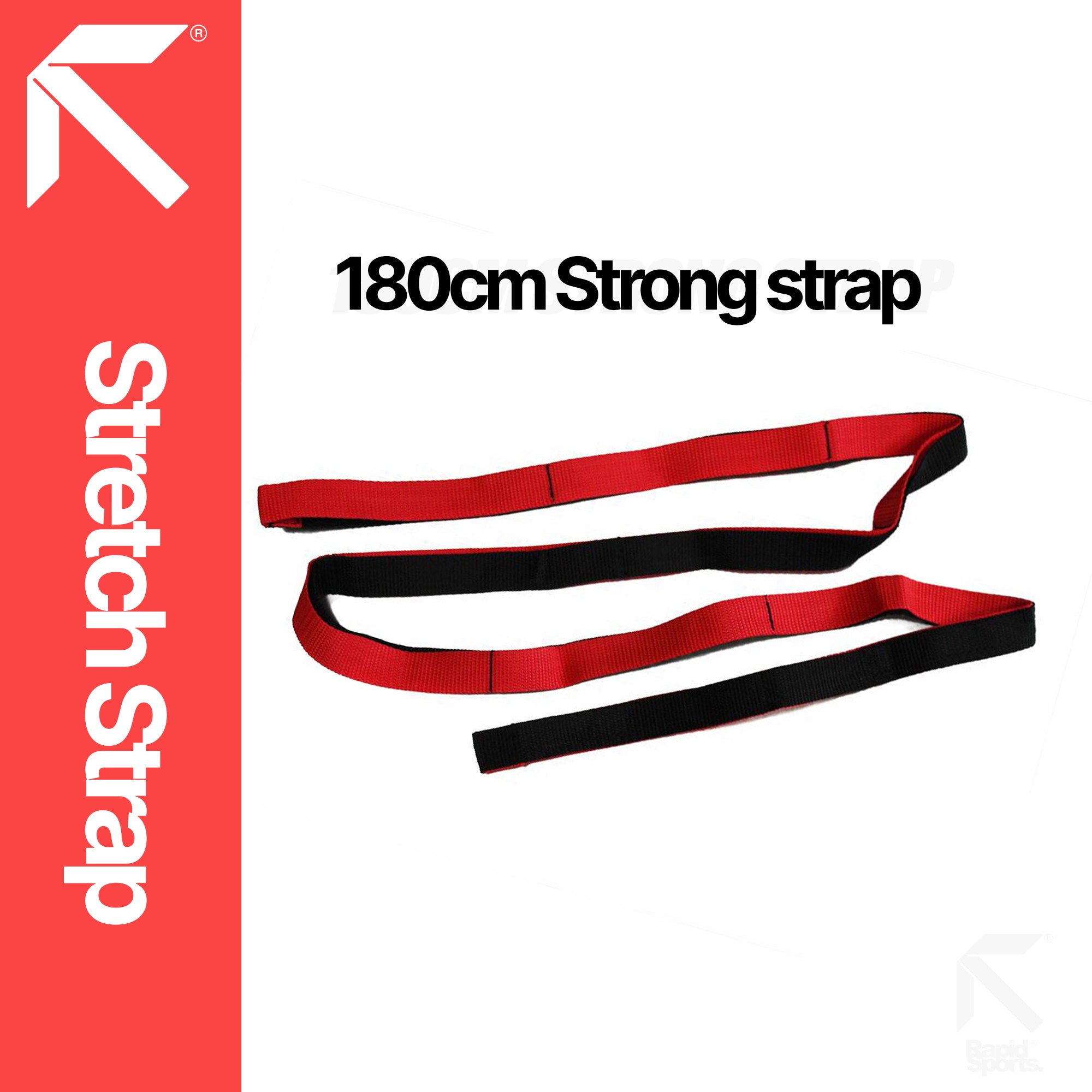 RAPID Yoga Stretch Strap with 10 Loops - 6ft Non-Elastic Stretching Strap